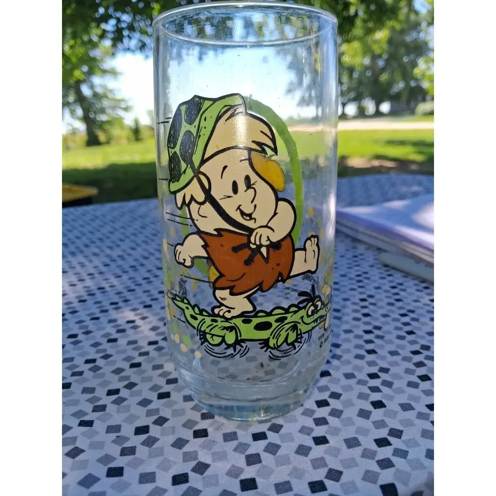 1986 Vintage Flintstone Kids Barney Pizza Hut Glass